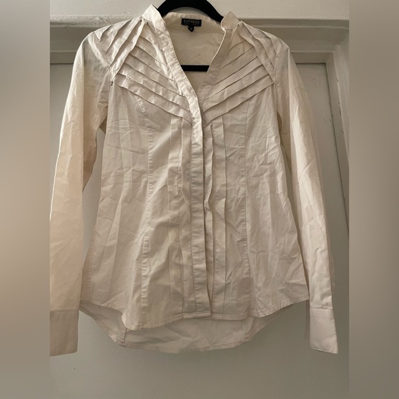 Express Cream button down long sleeve shirt size XS - Picture 5 of 8